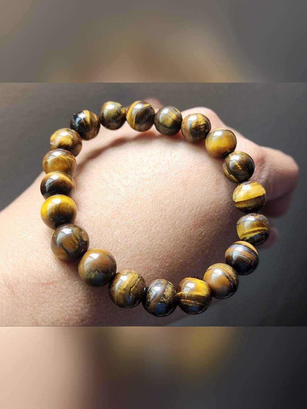 Tiger's Eye Beaded Stretch Bracelet | Natural Stone Quartz | Handmade